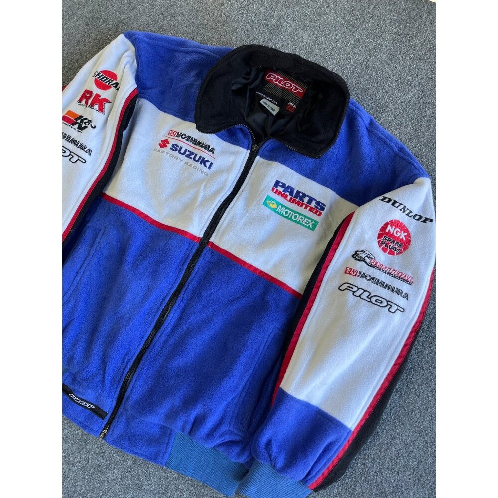 Pilot MotoSport Racing Jacket XL Polyester Fleece Suzuki Parts Unlimited Blue/Wh